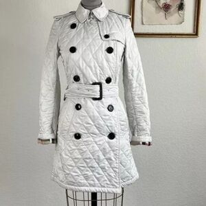 Burberry Quilted Trench Coat Belted Jacket